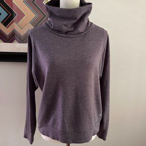 Apana Heathered Purple Cropped Midweight Cowlneck Top M